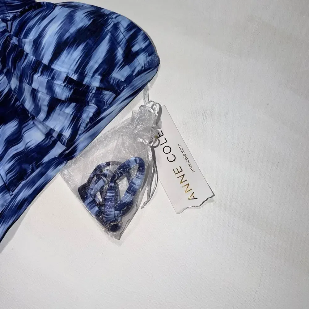 Nwt Anne Cole blue and white tye dye tankini top